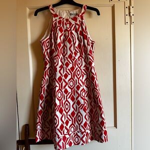 NWT - Eliza J Ikat red & white dress 8P